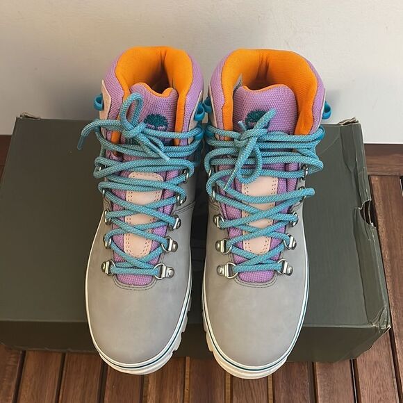 Timberland Euro Hiker Boots Gray Purple Turquoise Women 7.5(TB0A412WD52) - Picture 5 of 14